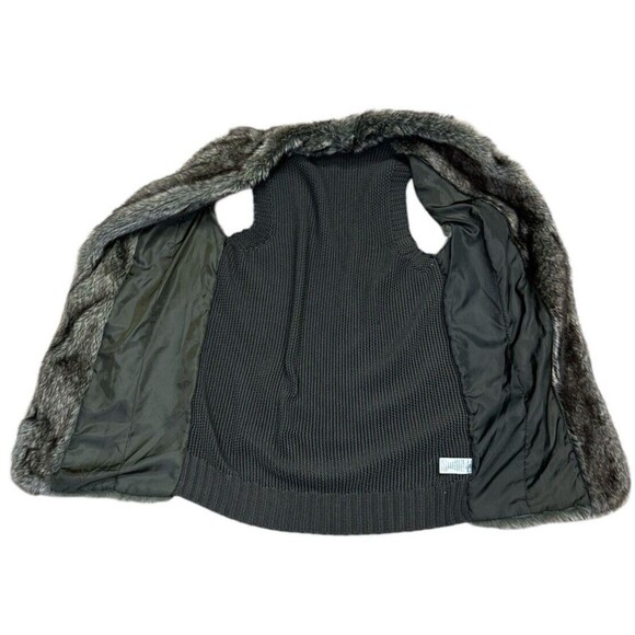 Maurices faux fur Vest size L Open Front Gray Black Knit Back soft sleeveless - Picture 11 of 14